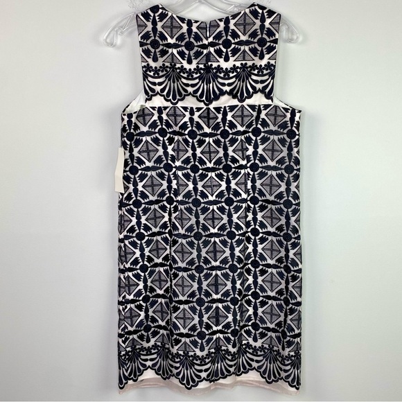 Shoshanna Black Cream Geometric print shift dress size 6 - Picture 14 of 16